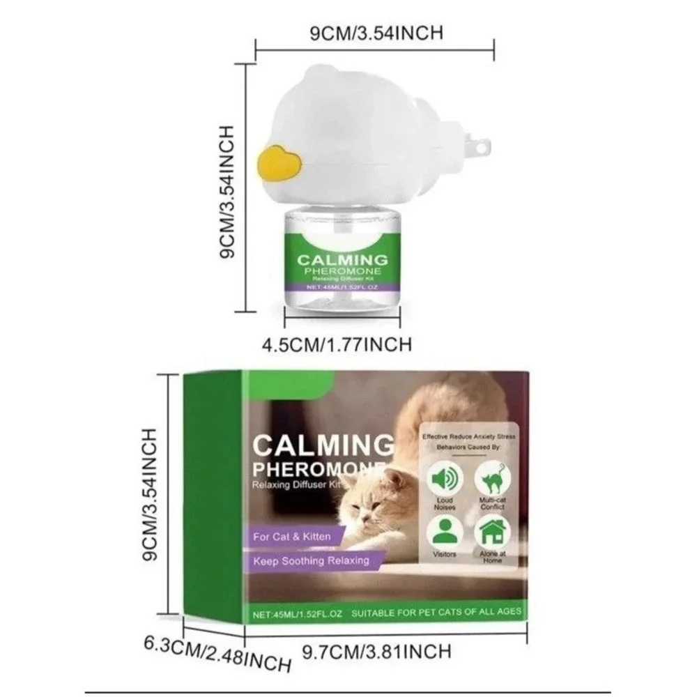 Gentle Cat Calming Diffuser with Heater Natural Extracts Reduce Anxiety Quiet
